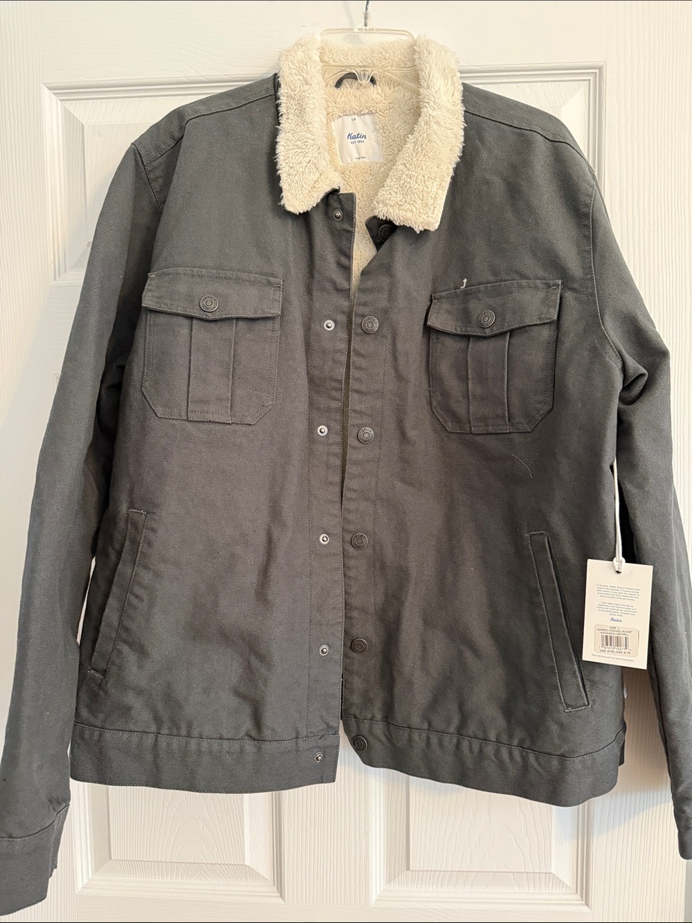 Katin Gray Field Jacket with Cream Sherpa Collar